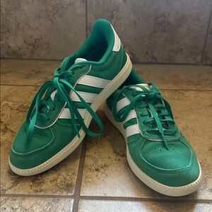 Adidas Green and White Sneakers